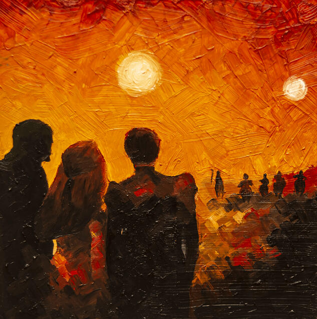 The Hunt, oil and acrylic, 2022